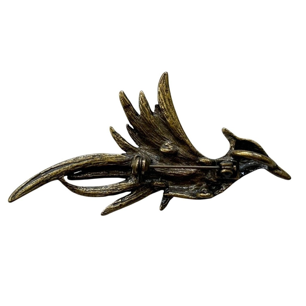 Bird Brooch Pin Vintage Style Aurora Borealis Rhinestones Statement Jewelry - Picture 4 of 4